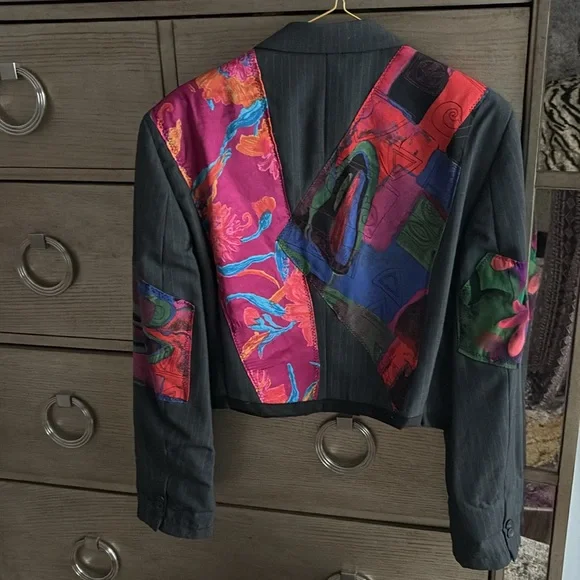 Vintage Cropped patchwork blazer, size 42 - Picture 3 of 10
